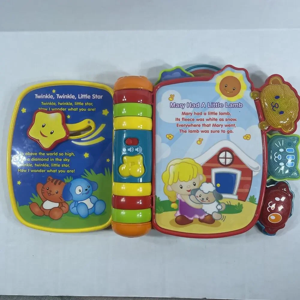 VTech Rhyme and Discover‎ Story Book Lights & Sound with Batteries TESTED Works!